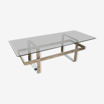 Table basse en verre et chrome