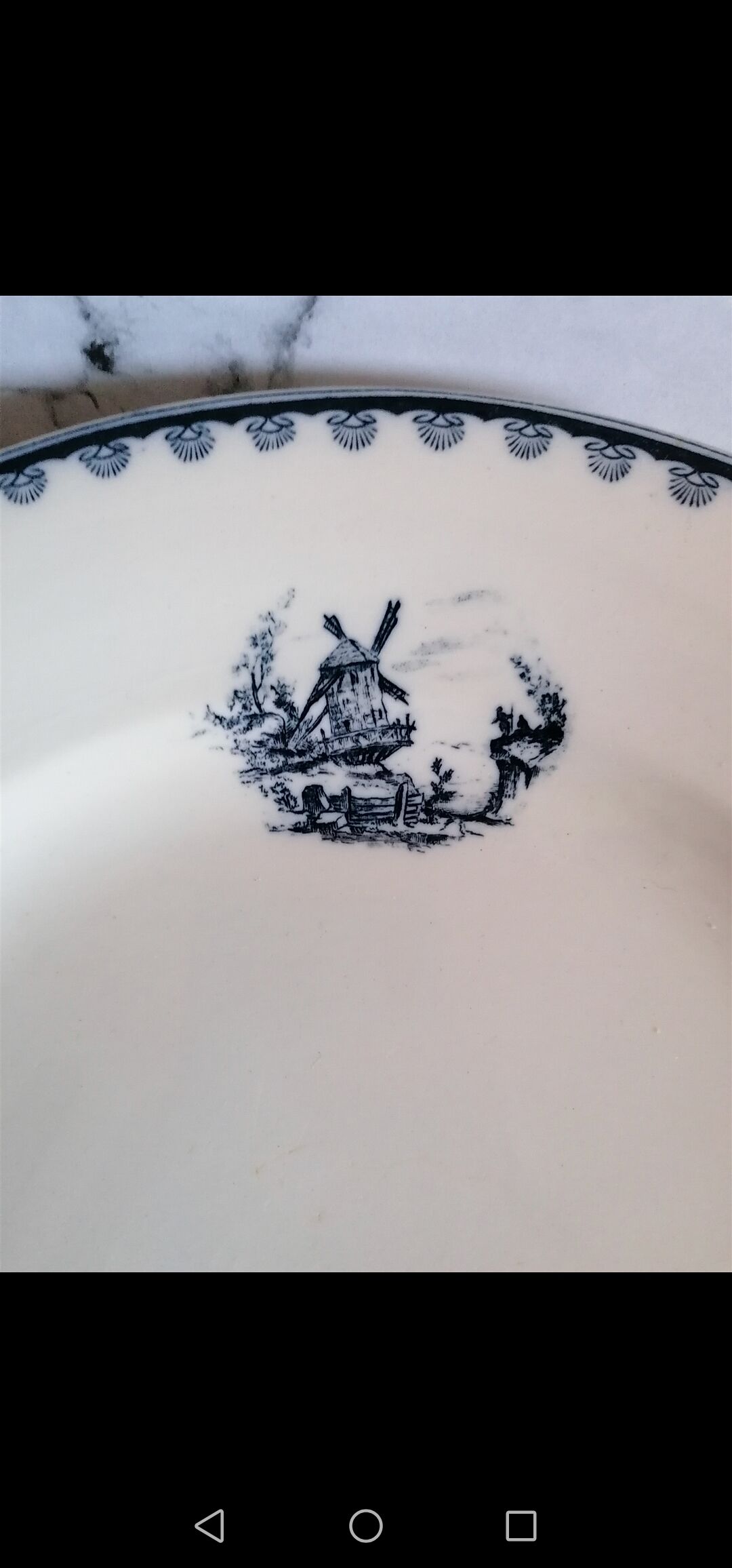 Former plate earthenware iron earth, blue landscape décor, Vermont - Blanchet Paris 19th