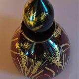 Vintage glass decanter Monaco glassware ruby and gold
