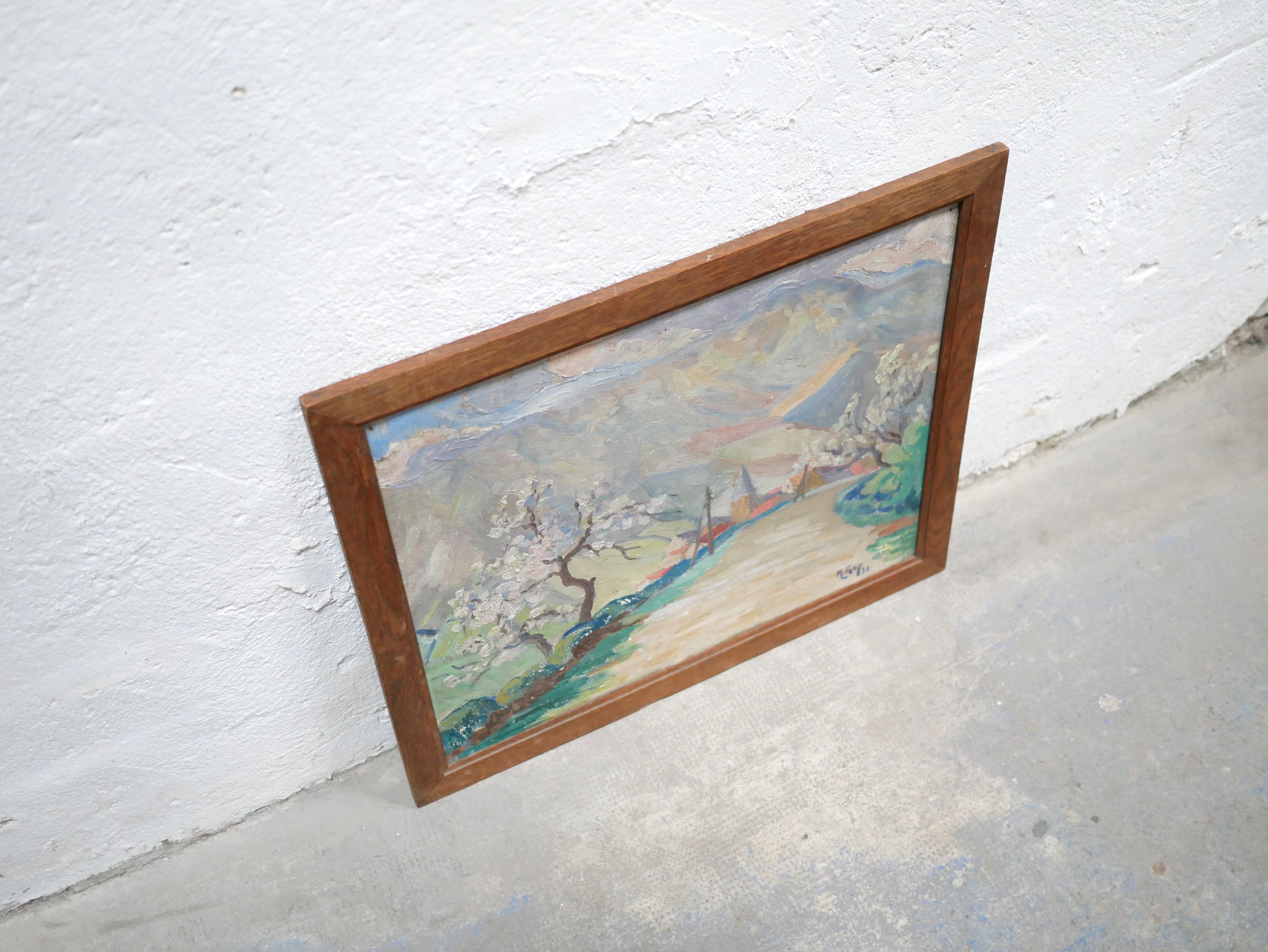 Old painting on panel signed M. Gay