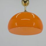 Suspension en verre orange et laiton, années 1980, restauré