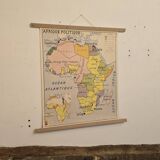 Old geography map school map 1960