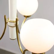 Mid-century Italian Brass and Opaline Chandelier