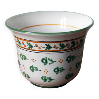 Cache Pot faïence Nevers signé Bernard et Lucet motifs floraux  ø 15,5 cm