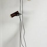Vintage brown steel floor lamp with 2 spotlights