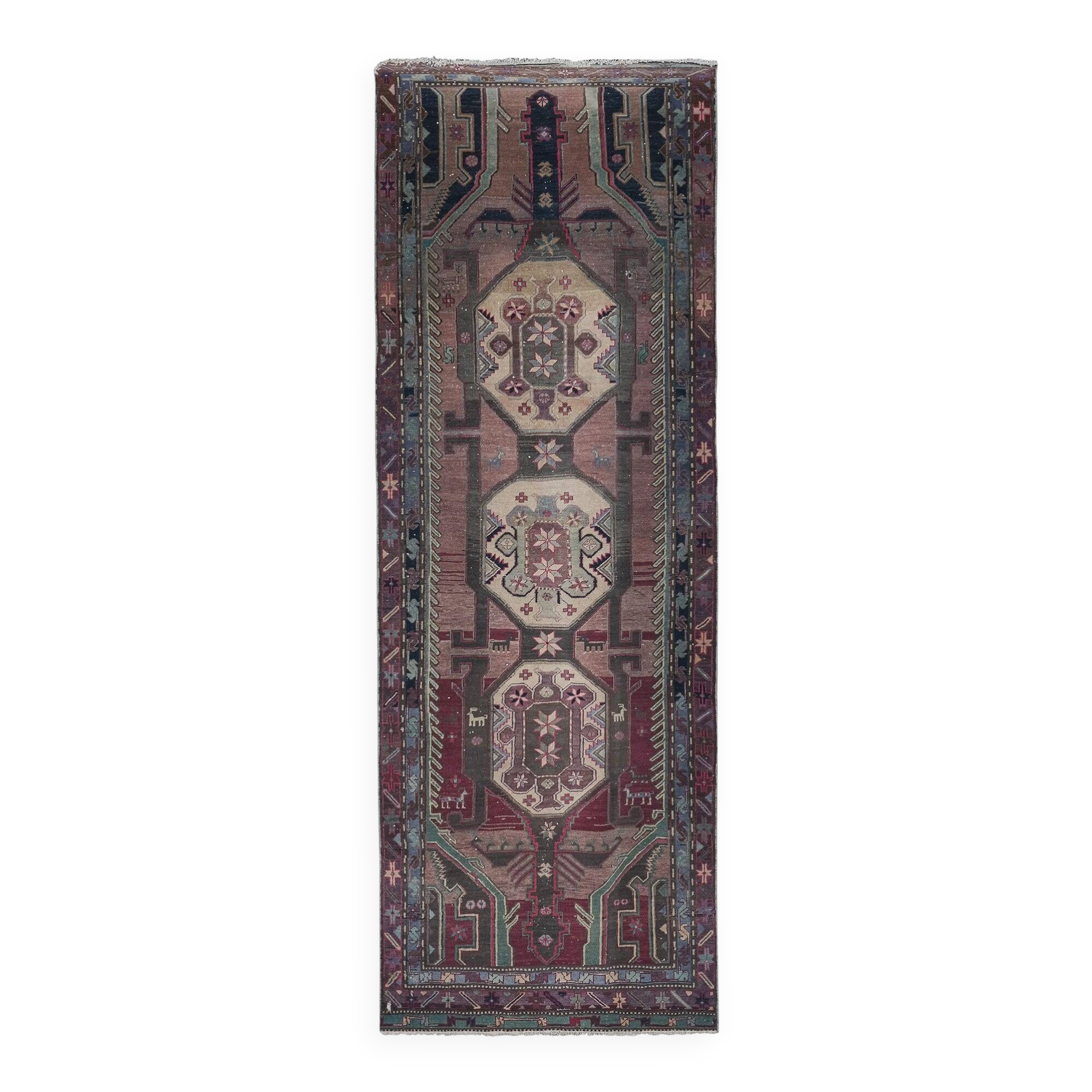 Vintage Turkish hallway rug 118x322 cm