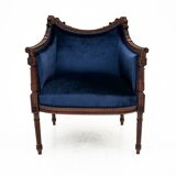 Blue bergere armchairs