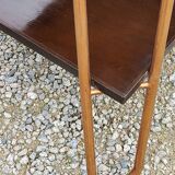 Vintage double wooden side table with copper base from the 50s