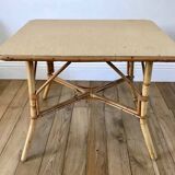 Rattan and bamboo coffee table from the 60s