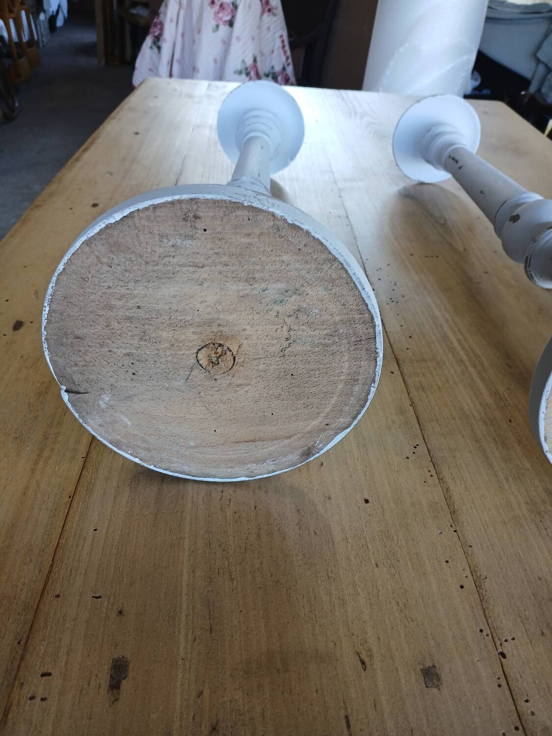 Pair of antique wooden candlesticks/candlesticks