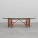 Large monumental bamboo dining table with glass top by Gasparucci, Italy