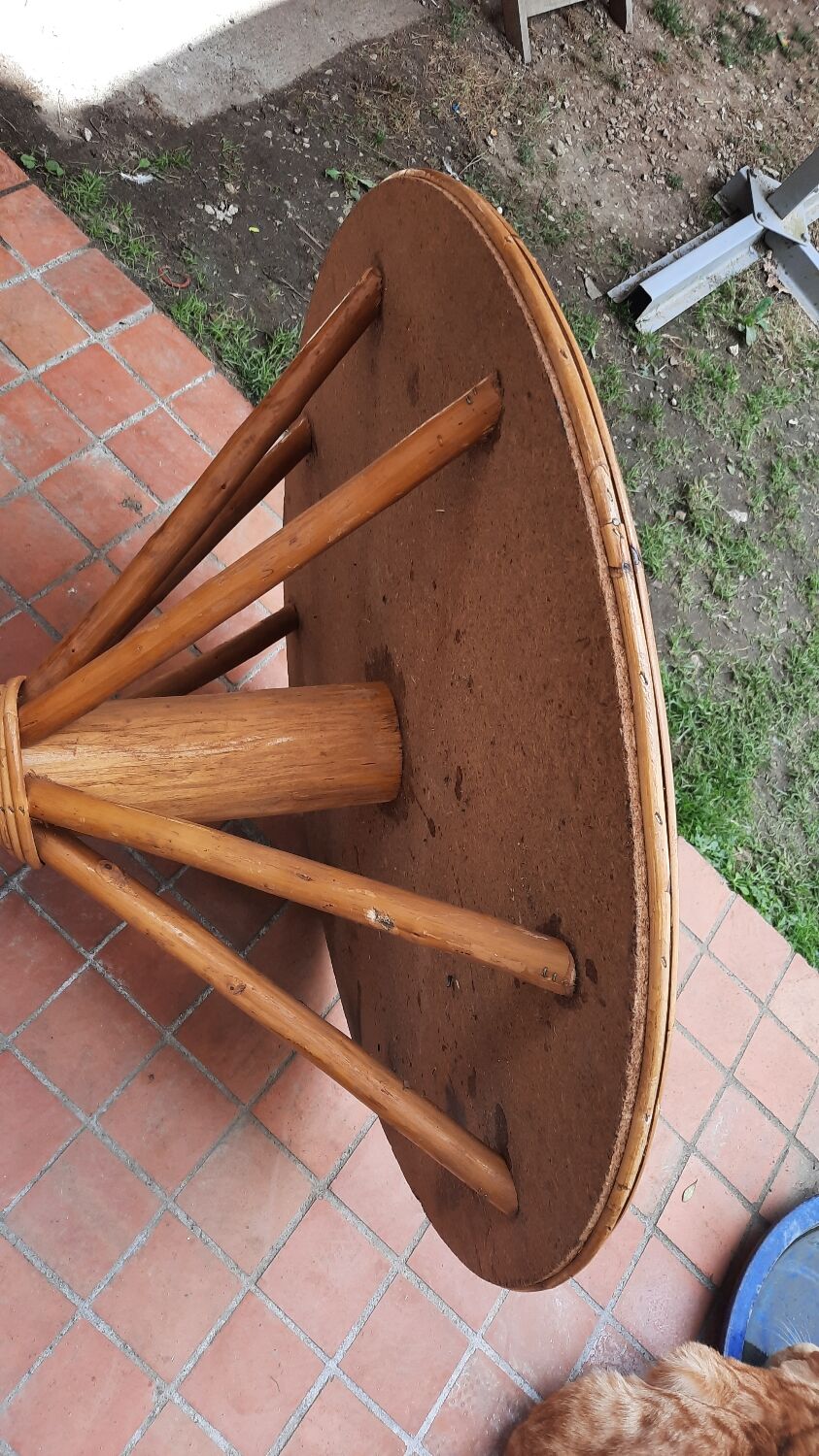 Vintage rattan round table