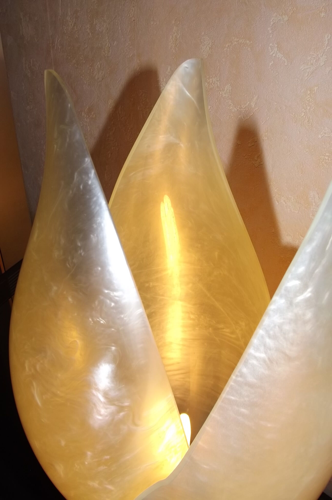Floral lamp brass flower Laurent Rougier 1970