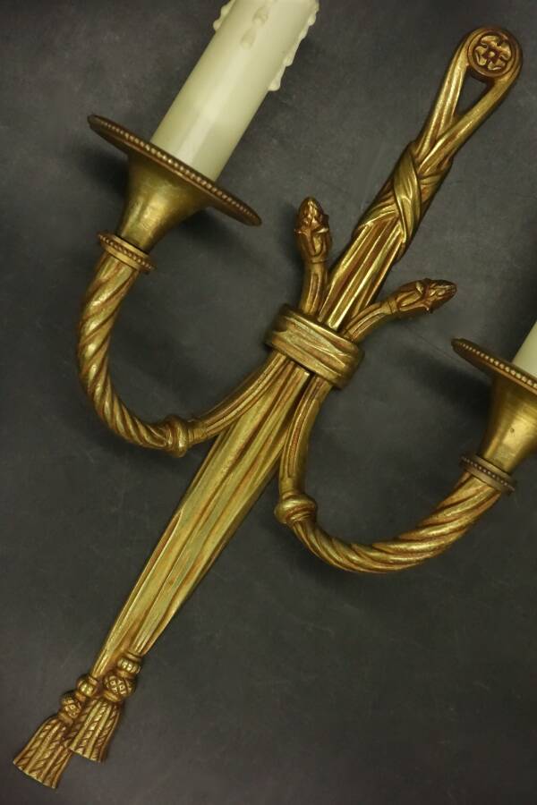 Pair of Louis XVI style wall lights - Lucien GAU, Paris