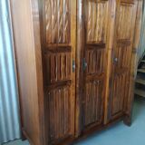 3-door brutalist cabinet in solid elm