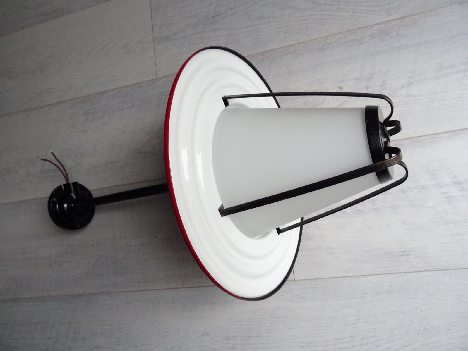 Metal and opaline lantern suspension from the 1960s.
