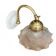 Swan neck wall light in brass with a ribbed glass shade, Holophane type.