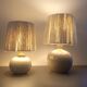 Lampe vintage en grès émaillé avec abat-jour en corde