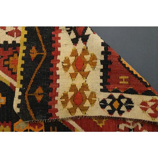 1970s Turkish Oushak Handmade Wool Cotton Red Runner 127x321