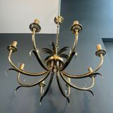 Lustre ananas en métal brossé et métal doré