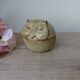 Vintage Japanese pottery owl sugar bowl 1970, zoomorphic owl sugar box
