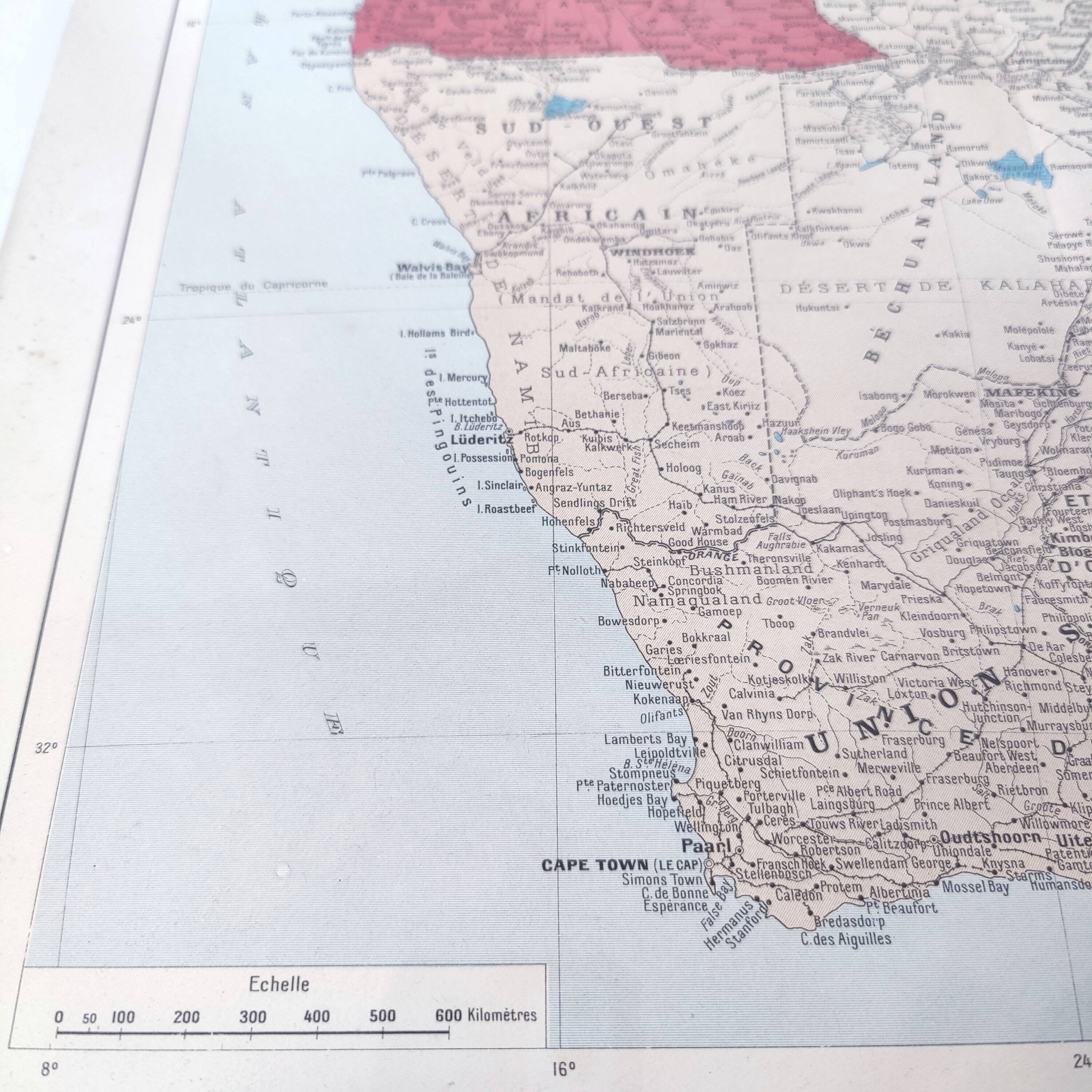 Vintage map of South Africa 38x43cm from 1950