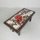 Square tile table from Vallauris, signed Dan with an image of a fantastic bird, 1960s.