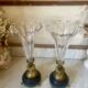 Paire de vases cornets cristal, onyx et bronze