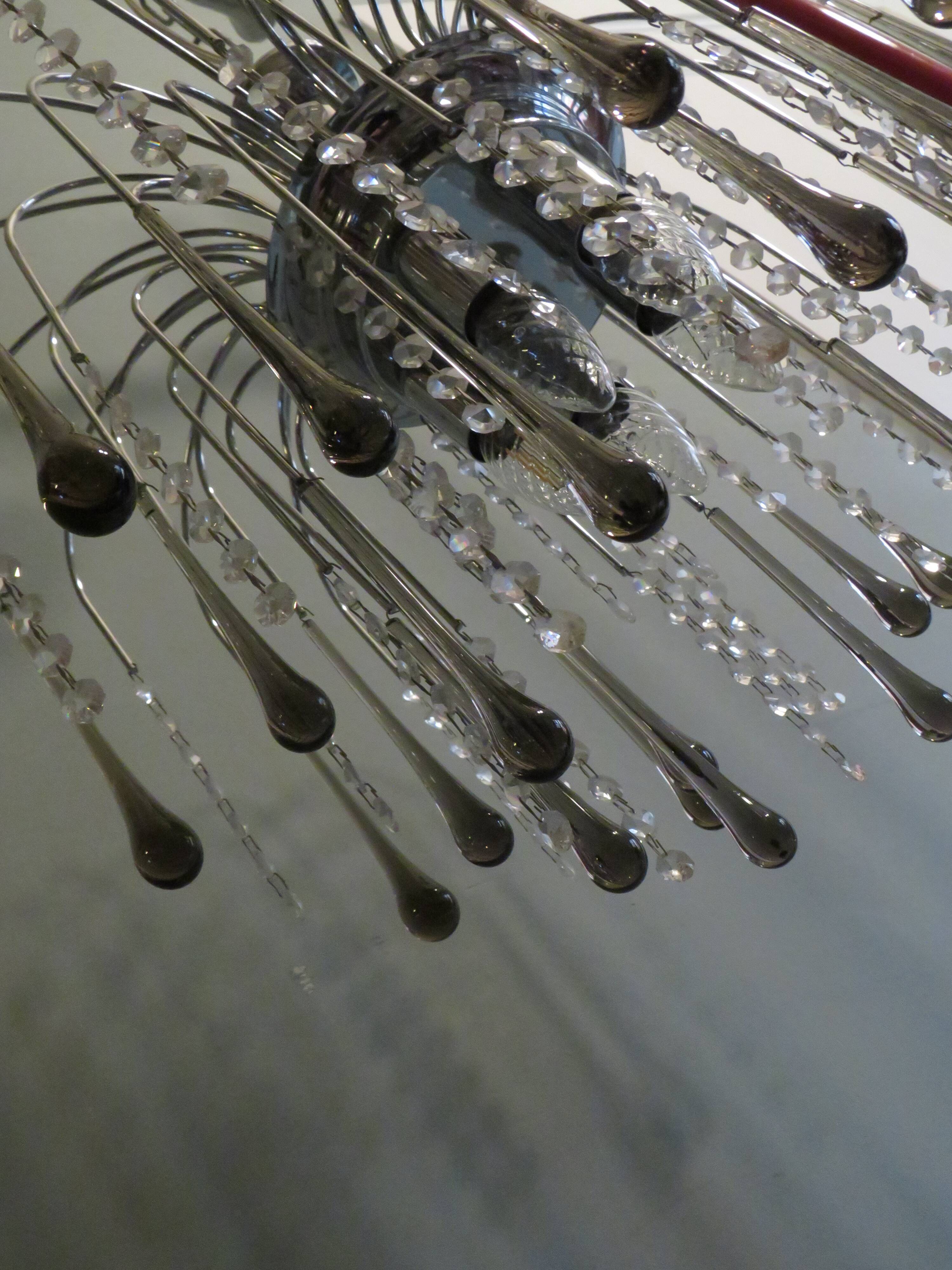 Italian Murano glass waterfall chandelier 1960