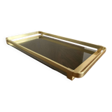 Plateau design aluminium et verre fumé années 70