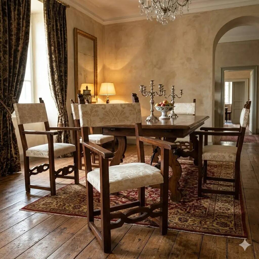 Group of 3 antique armchairs and a walnut chair, Italy, early 19th century.