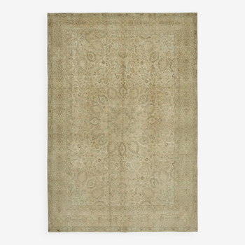 Handmade Oriental Decorative 1980s 245 cm x 349 cm Beige Wool Carpet