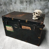 Riveted metal travel trunk