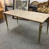 NIII style coffee table brass and travertine