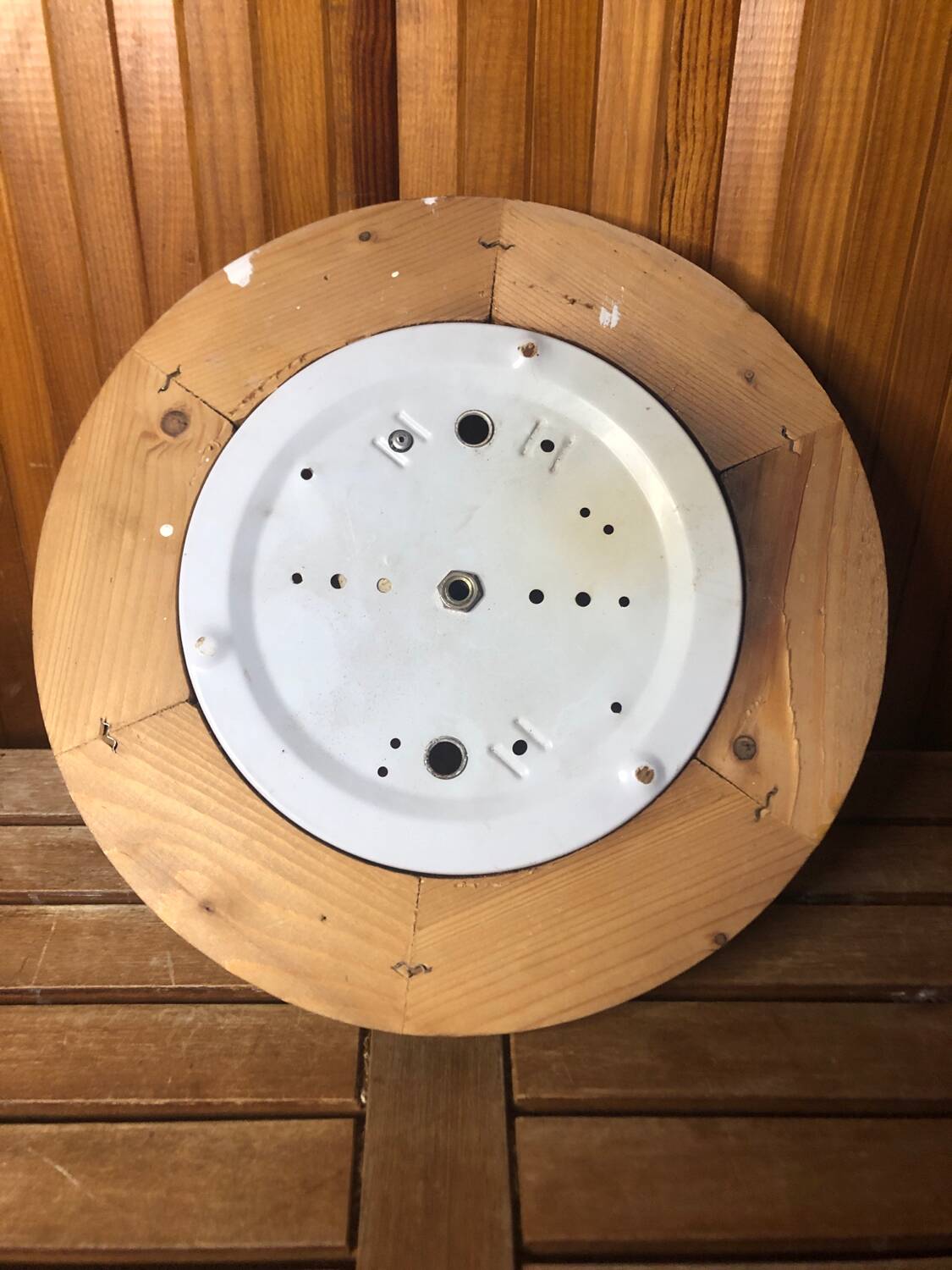 Old golden bubble glass ceiling light + vintage wood contour #a390