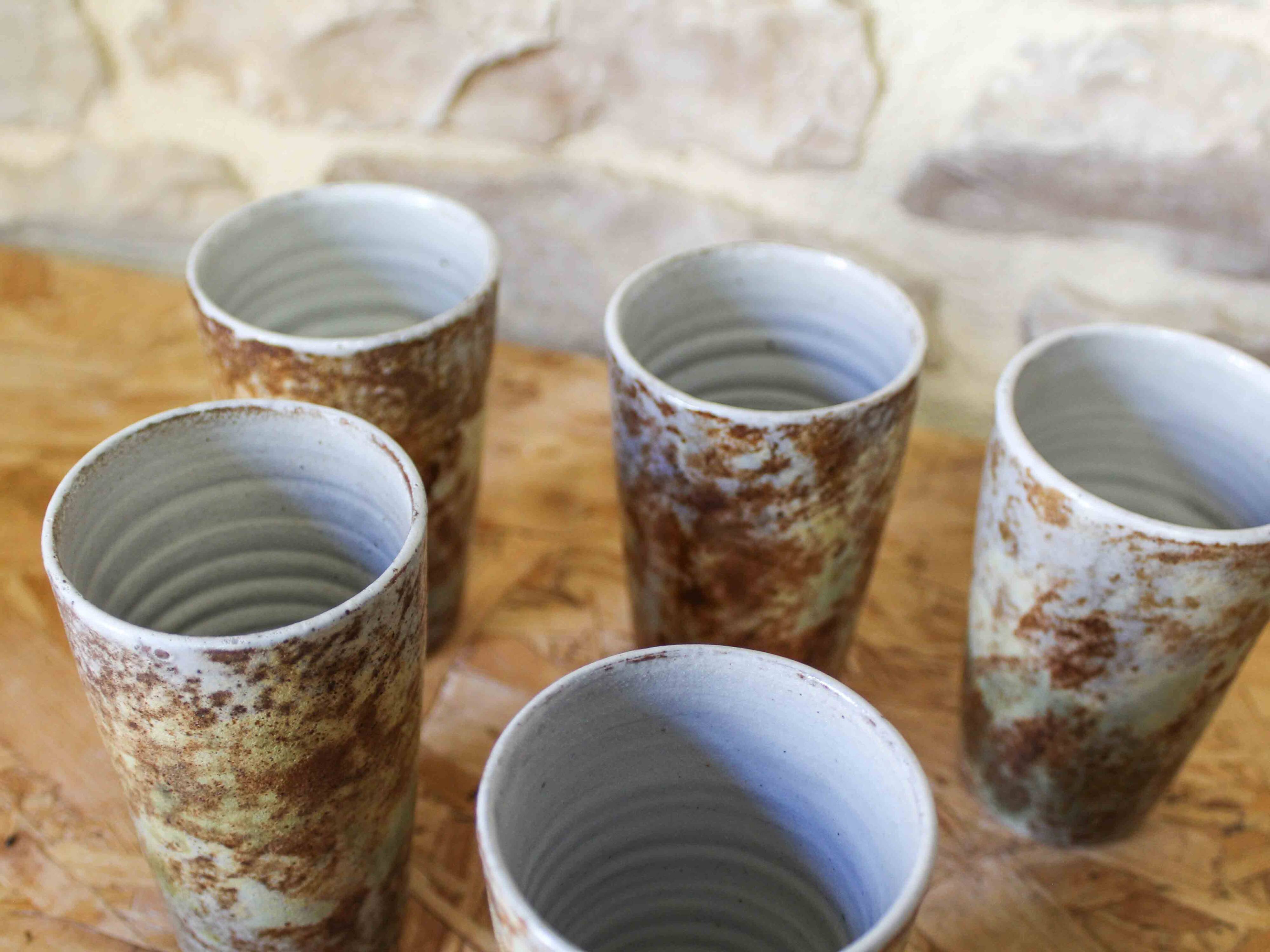 Set of 7 ceramic cups by Alexandre Kostanda Vallauris