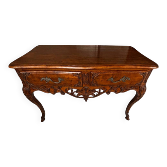 Desk / Console in Solid Walnut – Louis XV Style