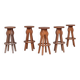 Set of 5 Brutalist Oak Mid-Century Belgium Bar Stools