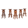 Set of 5 Brutalist Oak Mid-Century Belgium Bar Stools
