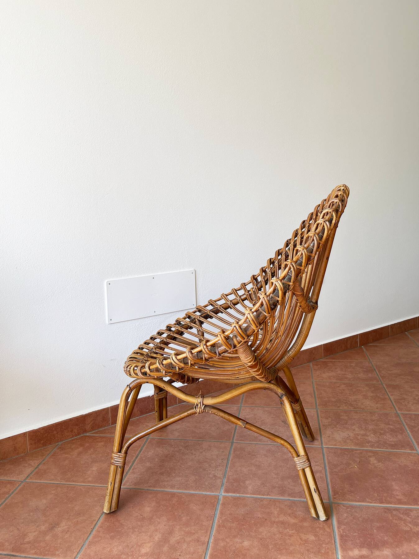 Italian 1960s original rattan egg armchair
