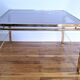Coffee table glass smoked metal gilded Italian design 80s stamped