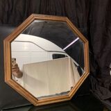 Octagonal vintage wooden mirror