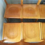 Set of 10 theater chairs wood honey