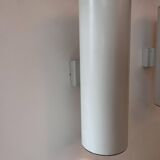 Pair of vintage cylindrical wall lights, matt white metal, Germany Erco 1976