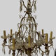 Chandelier cage with sixteen lights grapevines and crystal cups xix century