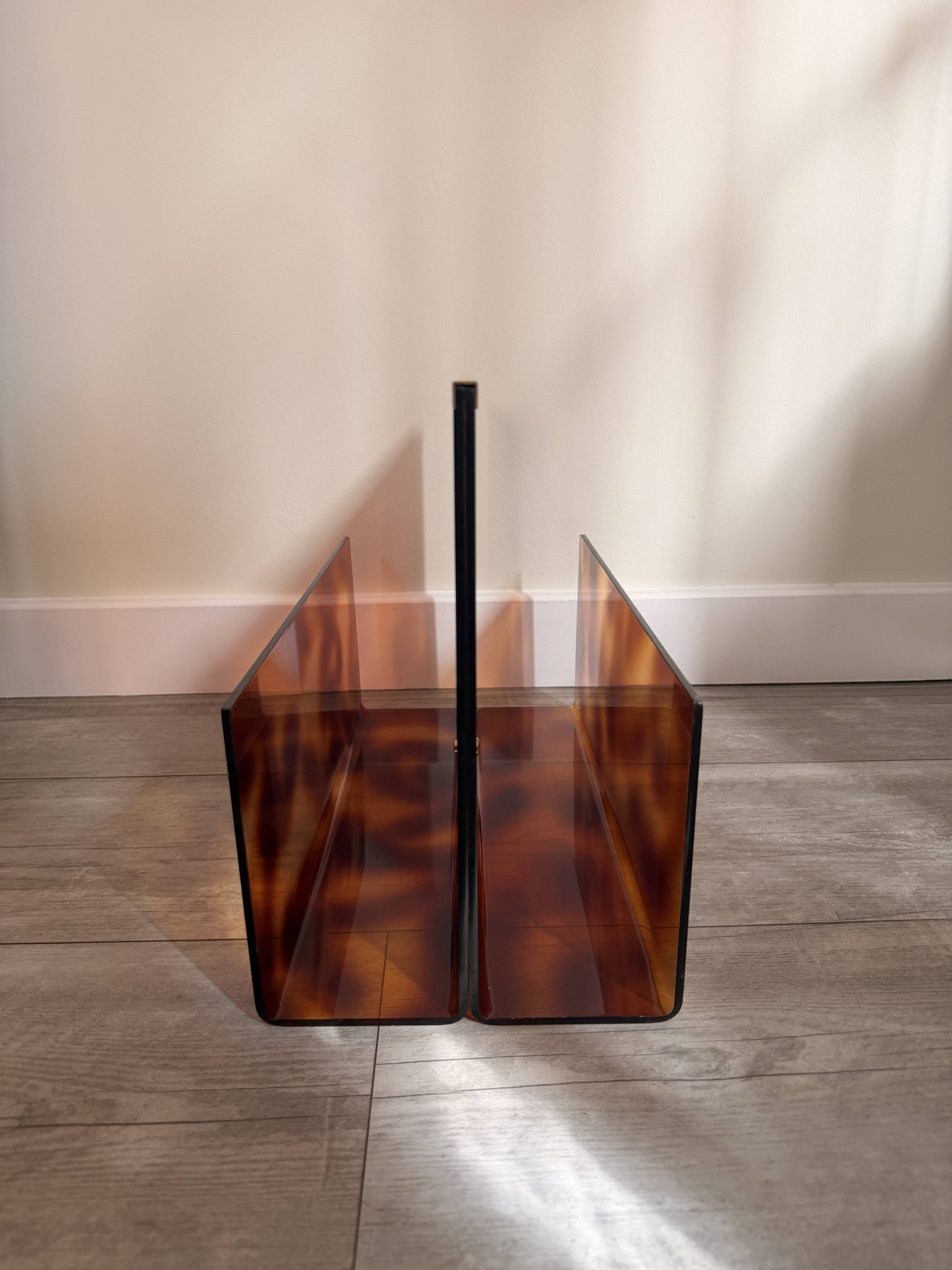 Duo Magazine Rack & Umbrella Stand "Tortoiseshell", Michel Dumas Style