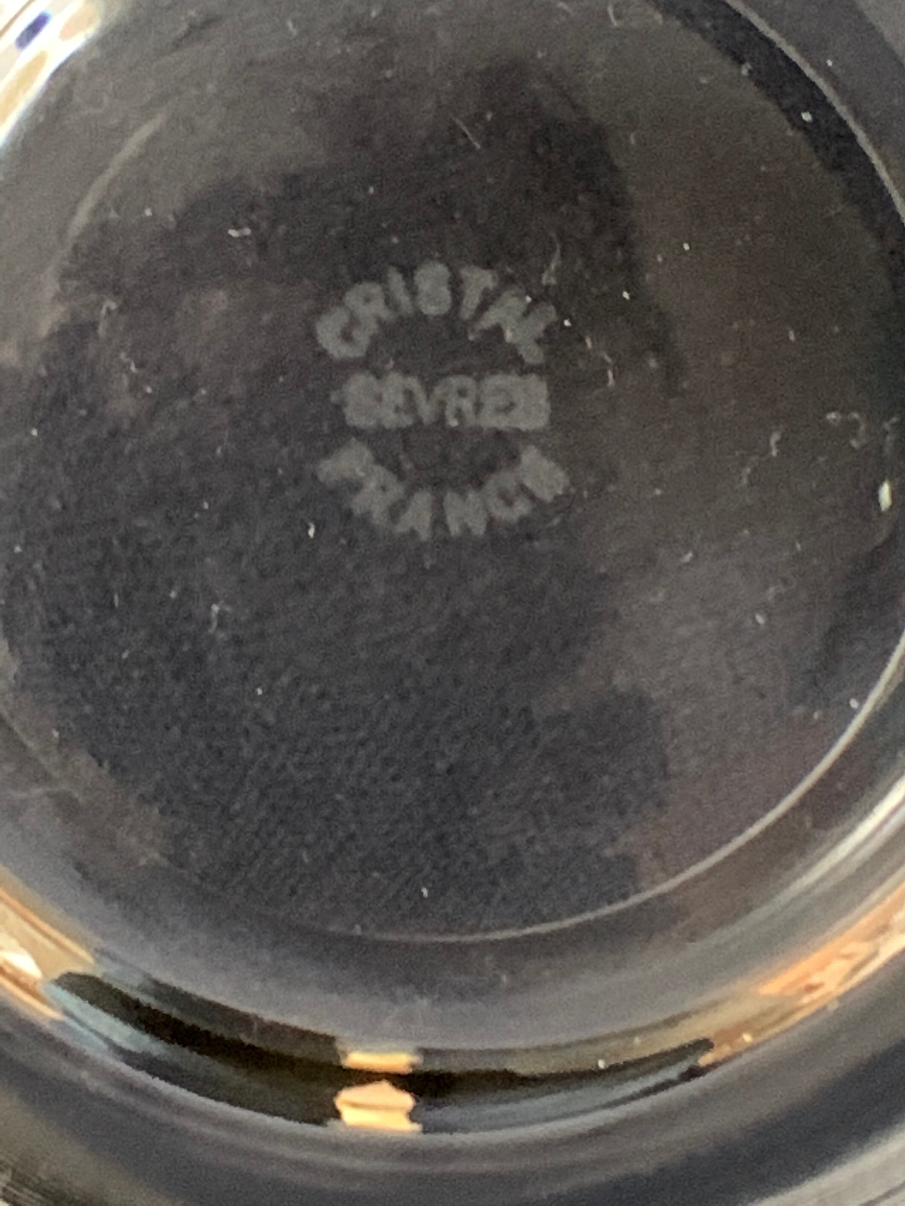 6 crystal whiskey glasses from Sèvres Prévost, Captain, Marshal, Boutelier, Fauconnier and Veneur