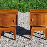 Pair of vintage 50s walnut bedside tables