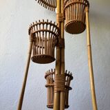 50s rattan plant stand floor lamp