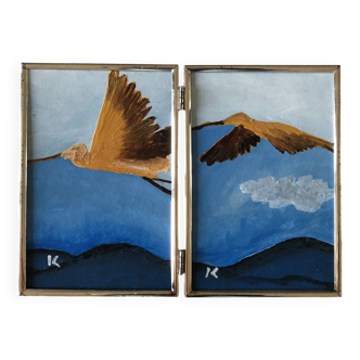 Contemporary art to pose with aged frame